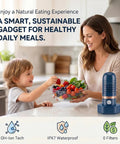 Mother and child with Cordless OH Ion Purifier Produce Cleaner For Fruits And Veggies Portable Wash System in kitchen