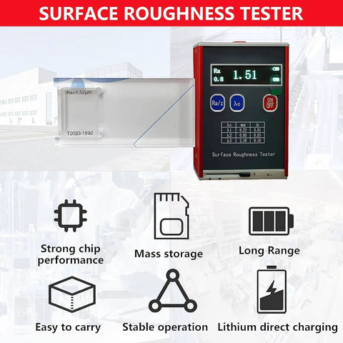 Portable Surface Roughness Tester Pro Grade Profilometer With Ra Rq Range 0.05 To 15.0 Micrometers And Rz Rt 0.1 To 50.0 Micrometers