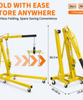 Heavy Duty Hydraulic Engine Hoist Cherry Picker Crane Packs A Bad Ass 4400 Lb Capacity with foldable design and six swivel casters.