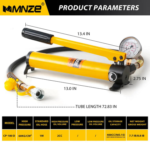 Beefy High Pressure Portable Manual Hydraulic Pump With Optional Gauge Lifts Cylinders And Jacks Anti Slip Handle CP 180
