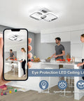 Square Modern LED Ceiling Light Fixture With Two Square Cross Design, 6000K Daylight Chrome Finish indoor setting