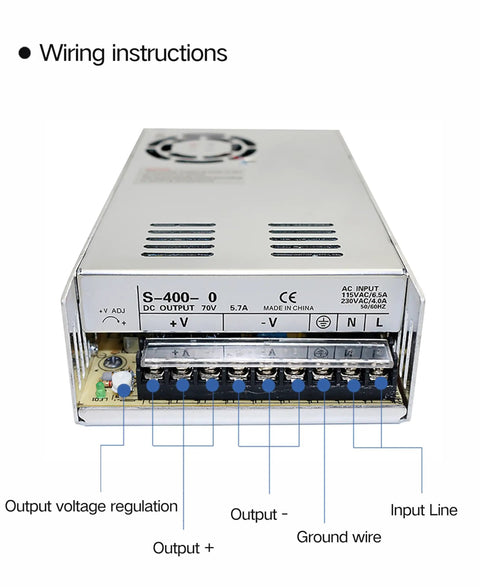 Wiring instructions for DC power supply in Fourth Axis CNC Kit For A Axis Rotation With 130mm Three Jaw Chuck And 100mm Tailstock