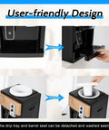 Three Temperature Water Dispenser With Hot Cold Warm Settings, freestanding unit with detachable drip tray and barrel seat.