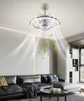 EDUJUAN Ceiling Fan Light with Remote, 3 Blades DC Motor, 3 Color, 22W illuminating a modern living room with stylish design.