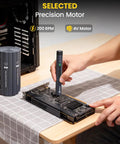 Slick Cordless Mini Electric Screwdriver Kit With 123 Precision Bits And Compact Roll Up Case For Phone Laptop Camera Watch Repair Jobs No Sweat Quick Fixes Straight Up Top Shelf Tech Gear being used on a circuit board.