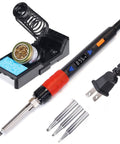 110W Soldering Iron With Full Digital Display And Temperature Control, Fahrenheit And Celsius Readout, accessories visible