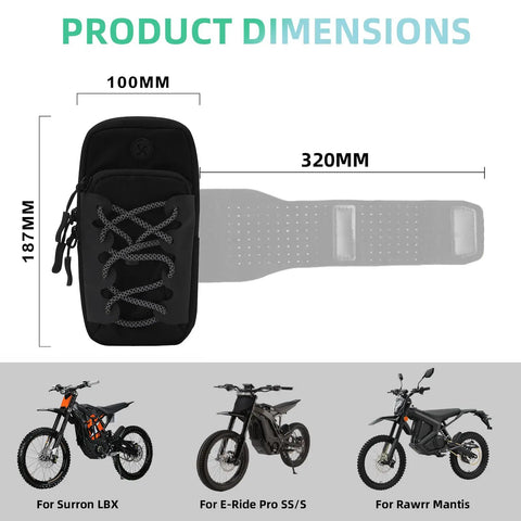 Rugged Electric Dirt Bike Front Frame Bag Built For Sur Ron Surron Ebikes With Universal Fit Holds ID Phone Keys Wallet And Garage Door Opener In Black For Quick Access On Any Trail Ride, 100 x 187 x 320 mm