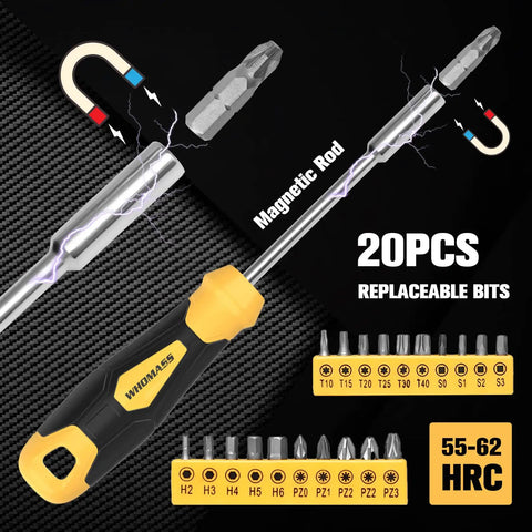 Magnetic Screwdriver Set 51 Pieces With Case And Extra Strong Magnets S2 Alloy Bits Includes Slotted Phillips Hex Torx Square Pozi Heads Non Slip Grip For Quick Fixes Home Improvement And DIY Projects