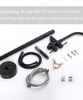 Freestanding Tub Filler Faucet Dope Matte Black Floor Mounted With Handheld Shower Brass Mixer Taps Swivel Spout parts view