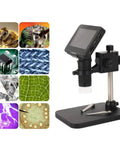 Pro Grade Digital Welding Microscope With 4.3 Inch IPS Screen, 16MP Sensor, 1080P Clarity, 1600X Magnification For Ultra Clear Enlarged Viewing, HD Multimedia Interface, Perfect For Metal Work, Electronics, And Precision Inspection, with bench stand