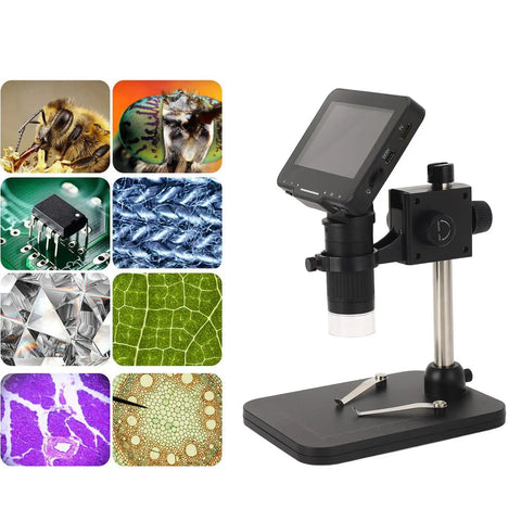 Pro Grade Digital Welding Microscope With 4.3 Inch IPS Screen, 16MP Sensor, 1080P Clarity, 1600X Magnification For Ultra Clear Enlarged Viewing, HD Multimedia Interface, Perfect For Metal Work, Electronics, And Precision Inspection, with bench stand