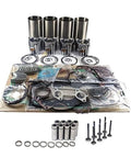 Engine Overhaul Rebuild Kit For Deutz BF4L2011 BF4M2011 BF4M1011 BF4M1310 Engines with gaskets, pistons, and bearings on display.