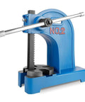 Heavy Duty Manual Arbor Press For Stamping Bending And Forming Takes Up Less Room In Tight Garages Or Small Shops And Is Seriously Rock Solid For Crushing Tasks That Real Diy Makers Demand Daily, blue cast iron frame, compact design.
