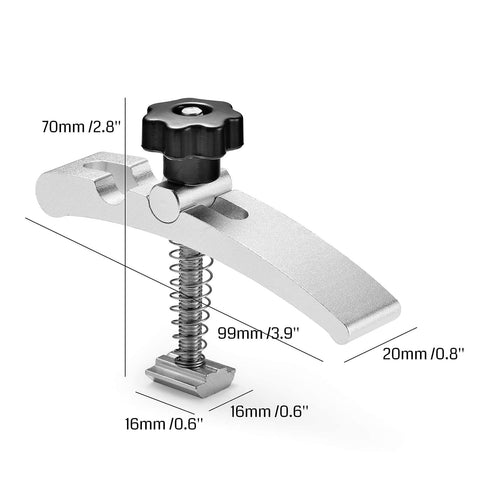 Two Pack T Track Hold Down Clamp Kit For Woodworking And Metalworking, Upgrades CNC Setup, 99mm Long, 16x16mm M6 T Slot Nuts, Side View