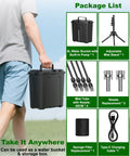 Man carrying Cordless Portable Misting System with Stand, 9L Tank, 10000mAh Battery, Built In Pump And Timer for outdoor use.