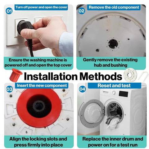 Installation process for Washer Basket Drive Hub Kit And 52719 Basket Bushing Set For Top Load Washers Replacement For W10396887 W10528947