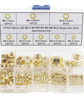 195 Piece Brass Hex Nut Set M2 To M10 Coarse Thread DIN 934 Assortment Kit in plastic box, organized by size for DIY repairs
