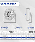 Parameter illustration for Slick 14 Inch Electric Radiator Cooling Fan Mount Kit With Beefy Brackets And Secure Tie Straps For Your Rig That Takes Out Summer Heat Like A Champion.