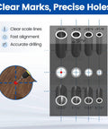 Precision Multi Angle Drill Guide Jig With Laser Engraved Lines And Four Spare Bits For Spot On Accuracy Every Time showing clear scale lines for accurate drilling.