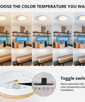 Dimmable Wood Ceiling Light Fixture With 5 Color Temperatures From Warm To Cool 2700K-6000K demonstration and switch view