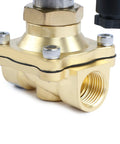 Half Inch Brass Solenoid Valve, Normally Open, 110 to 120V AC, 145 PSI Electric Valve For Water Air Diesel, Half Inch NPT Thread