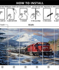 Self Adhesive Train Wall Mural With Steam Locomotive Design, 3D Depth And Embossed Texture, 118 In X 82.7 In Installation Guide