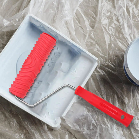 Premium Textured Rubber Paint Roller For Wall Decor And DIY Room Makeovers Featuring A Crystal Clear Embossed Design on tray.