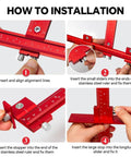 Pro Grade Aluminum Cabinet Hardware Jig For Handles Pulls And Knobs with installation steps and automatic center punch.
