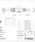 Technical diagram of M12 Male to M8 Female Sensor Adapter With 4 Pin A Coded Connector for Industrial Automation IP67