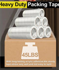 Clear Heavy Duty Packing Tape Refill Rolls, 6 Rolls, 2 Inch Wide By 65 Yards Each, displayed on a box with weight label