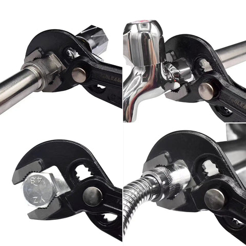 3 Piece Water Pump Pliers Set featuring 7 inch, 10 inch and 12 inch groove slip joint pliers on plumbing fixtures, CRV steel