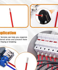 Heavy Duty Wire Ferrules Kit With Eight Size Silver Plated Copper Ends For AWG 1/0 To 12, shown in use in wiring applications.