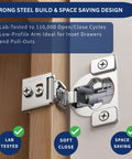 Top Shelf Kitchen Upgrade Thirty Pack Soft Close Overlay Cabinet Hinges In Premium Stainless Steel Rust Proof Concealed Fit Dual Align Design Easy Grip Mounting Hardware with low-profile design.