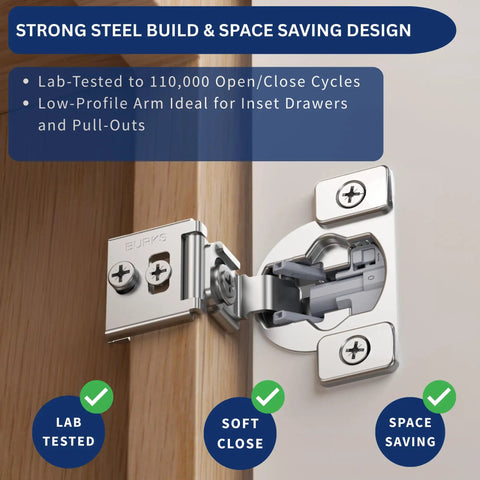 Top Shelf Kitchen Upgrade Thirty Pack Soft Close Overlay Cabinet Hinges In Premium Stainless Steel Rust Proof Concealed Fit Dual Align Design Easy Grip Mounting Hardware with low-profile design.
