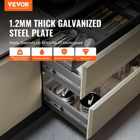 Soft Close Drawer Slides Set 10 Pairs 22 Inch Heavy Duty Full Extension Side Mount Ball Bearing Glides For Kitchen Cabinets And Drawers 100 Pound Load Capacity Pro Grade Quiet Smooth Close, 22in galvanized steel drawer slide in kitchen cabinet