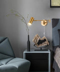 Room with Brass Swing Arm Wall Sconce Set Of Two With Plug In Design 4500K Neutral White LED Adjustable Swivel Arm Lighting
