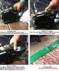 No Fuss Battery Powered Strapping Machine For Fast Cargo Securing With Hot Melt Welding And Adjustable Tension Up To 2800N in use on cardboard bundles.