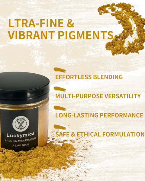 Slick Craft Staple: Premium Pearlescent Mica Powder For Epoxy Resin Art And Casting, Nail Polish Swirl, Candle Pouring, Soap Crafting, Bath Bombs, And DIY Makeup In Knockout Pearl Gold Shimmer