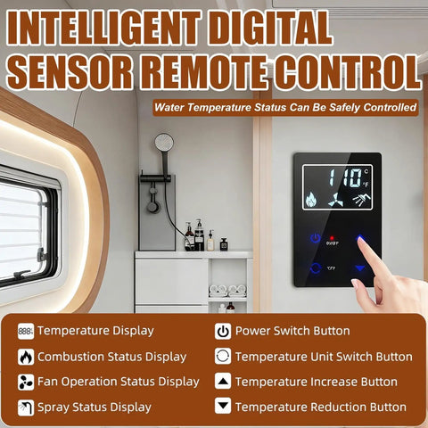 12V Tankless Instant Water Heater With Smart Lcd Control For Rv Camper Trailer Boat Shower digital control panel display