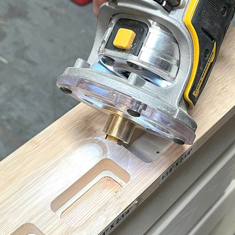 Router on wood using Three And A Half Inch Single Pocket Door Hinge Template For Interior Wood Doors Pro Grade Router Jig For Three Point Five Inch Hinges Five Eighths Inch Radius Mortise Corners Repositionable Carrier Big Horn