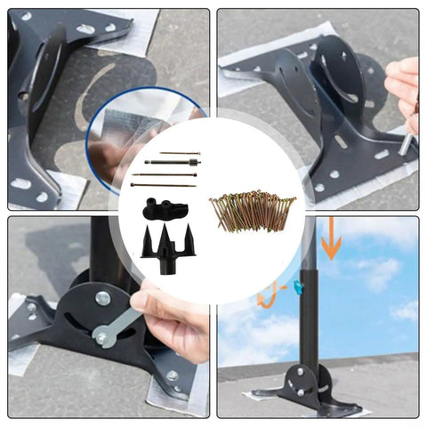 Squeaky Floor Repair Kit With 250 Screws And Alignment Tools for various flooring types, shown in multiple usage scenarios.