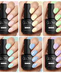 Six Pastel HEMA Free Gel Nail Polish Set With Beige, Light Purple, Cream, Light Green, Mint, And Baby Blue Soak Off UV LED Gel Polish Nail Art Gel DIY Manicure Kit For Gals