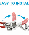 Dope YSIL Toggle Latch Clamps 4 Pack With Lockholes showing easy installation of stainless steel latch with red handle.