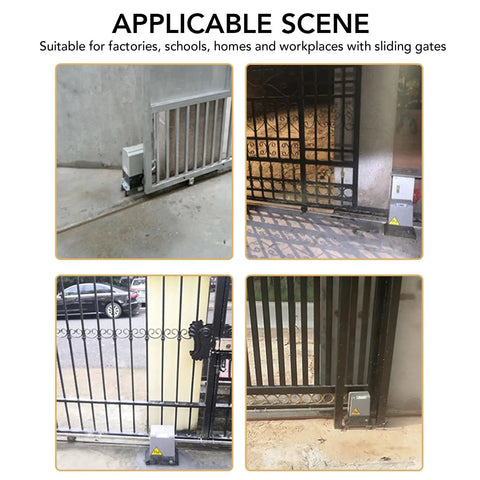 Sliding Gate Opener Circuit Board With Remote Control Advanced Microcomputer Control No Hassle Plug And Play Setup For Factories Schools And Homes 110V Gate Automation System With Two Remotes in use with different sliding gates.