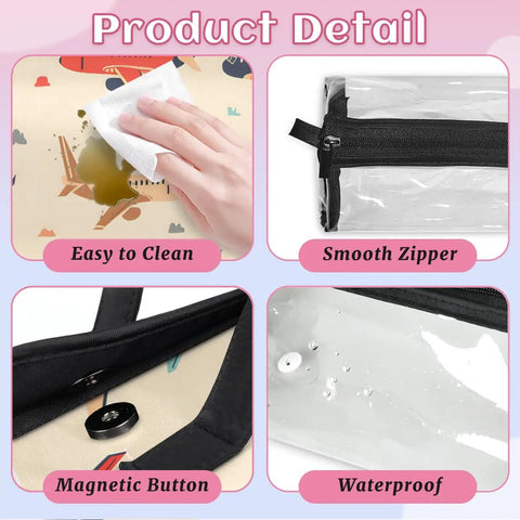Product details of Airplane Style Hanging Roll Up Cosmetic Bag With Four Removable Pouches Waterproof Foldable Travel Makeup Organizer