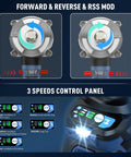 Control panel showing forward/reverse options and three speed settings for Husky 1/2 Inch Cordless Impact Wrench.