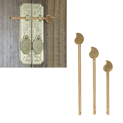 Leaf Shaped Cabinet Key Latch Three Pack Brass Locking Pin For Home Furniture on wooden doors, vintage style