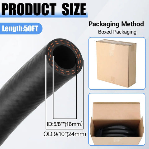 Beefy Five Eighth Inch ID Heater Hose 50 Feet EPDM Coolant Radiator Hose For Radiator And Engine Cooling Systems