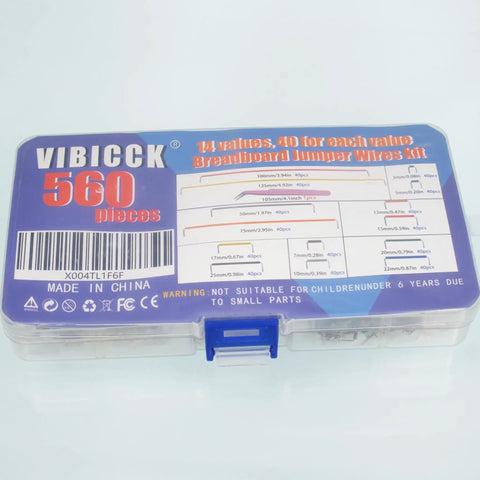 14 Value Solderless Flexible Breadboard Jumper Wire Kit With 560 Pieces Plus 65 Extra Wires And 2 Crocodile Clips For Prototyping And Repair