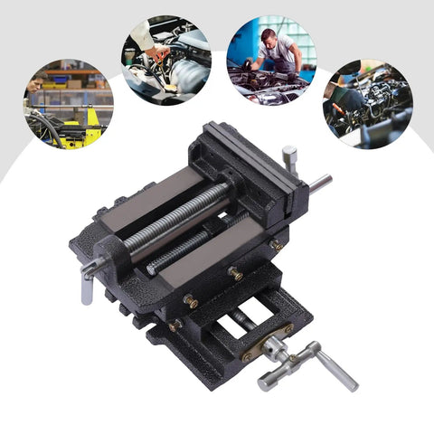 5 Inch Cross Slide Drill Press Vise With X Y Compound Bench Vise For Milling And Metalworking Heavy Duty Bi Directional 2 Way Slide Clamp And Precision Scale For Accurate Trajectory Adjustments, cast iron drill vise